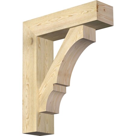 Ekena Millwork Balboa Block Rough Sawn Bracket w/ Offset Brace, Douglas Fir, 8"W x 30"D x 36"H BKT0806X30X36BOA05RDF